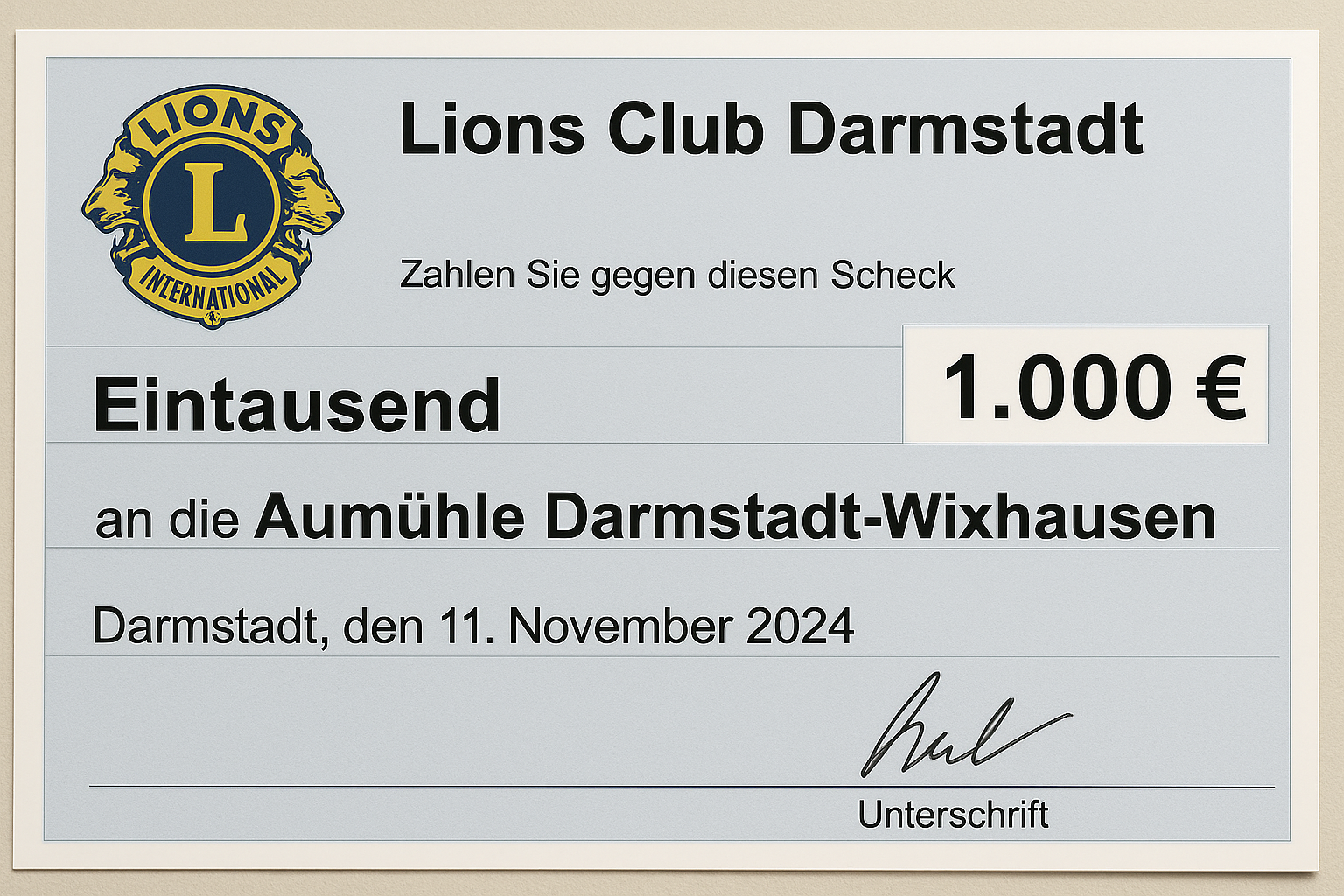 Lions Club Damrstadt spendet an die Behinderteneinrichtung Aumühle